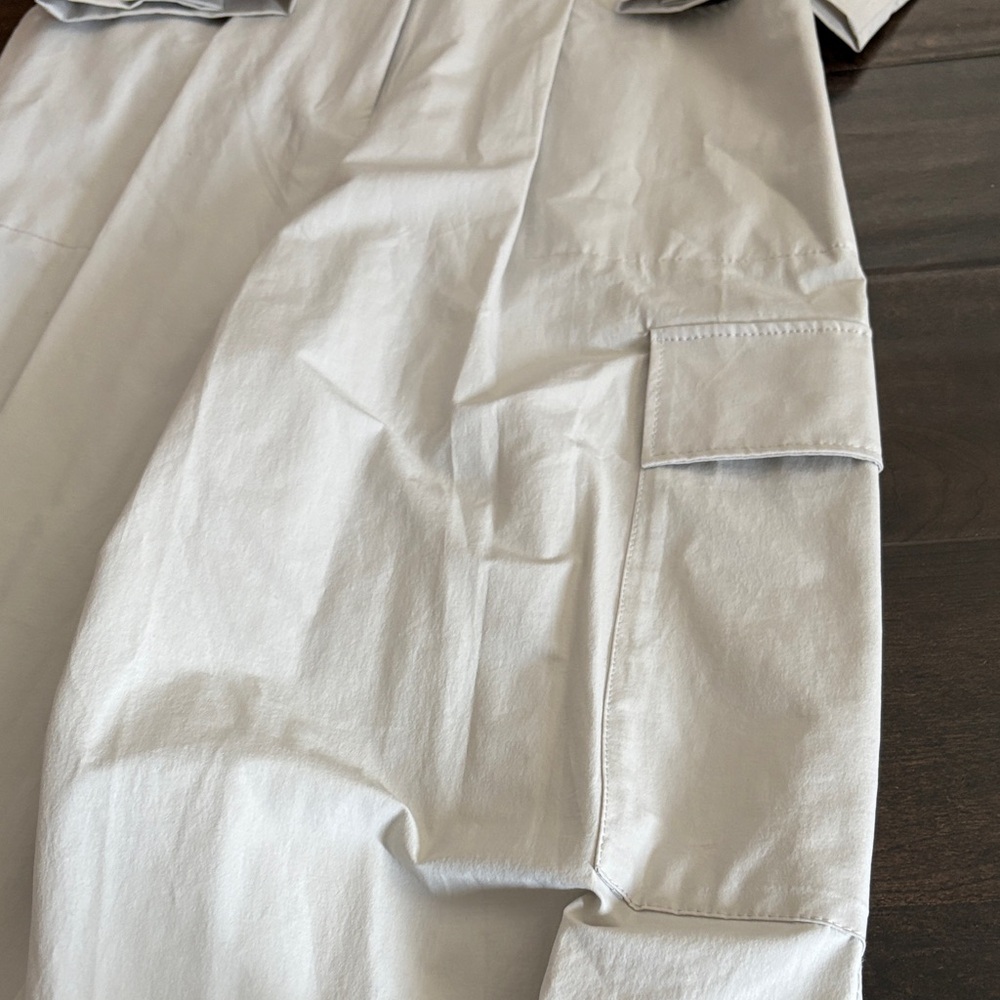 Zara Light Gray Utility Button-Front Jumpsuit - image 3